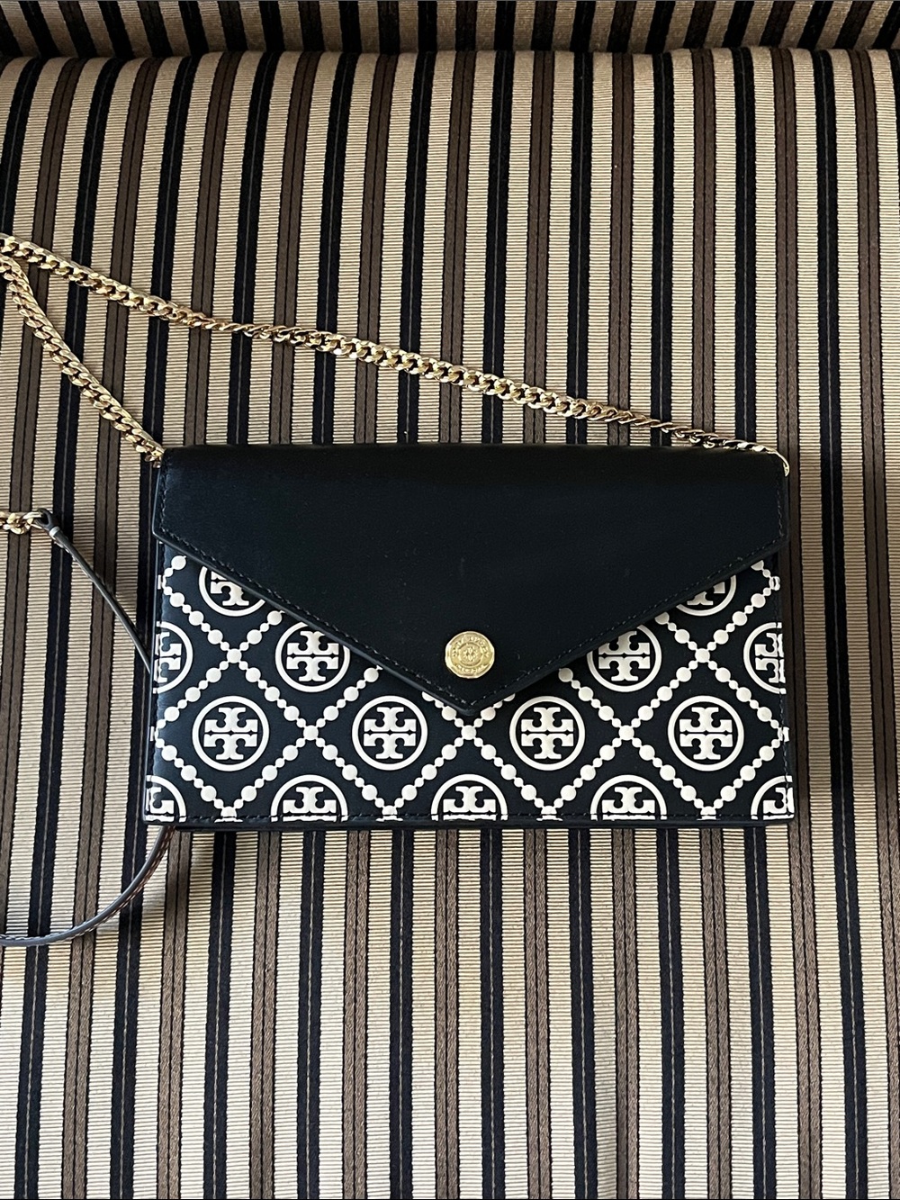 Tory Burch T Monogram Embossed Envelope Chain Crossbody